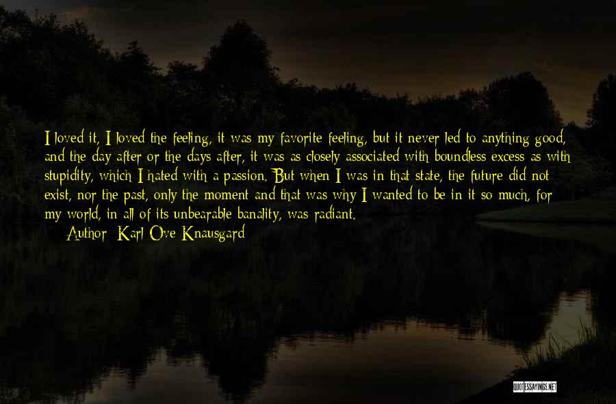Karl Ove Knausgard Quotes: I Loved It, I Loved The Feeling, It Was My Favorite Feeling, But It Never Led To Anything Good, And