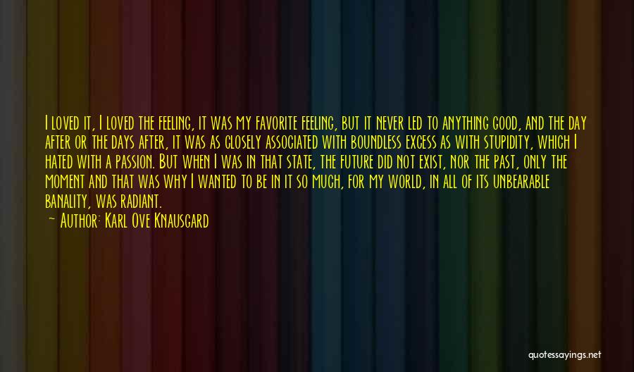 Karl Ove Knausgard Quotes: I Loved It, I Loved The Feeling, It Was My Favorite Feeling, But It Never Led To Anything Good, And