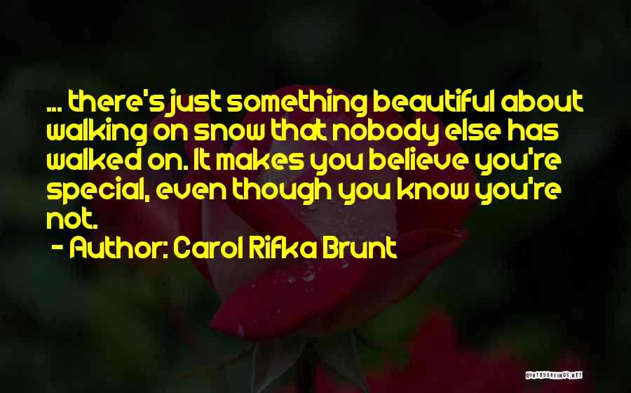 Carol Rifka Brunt Quotes: ... There's Just Something Beautiful About Walking On Snow That Nobody Else Has Walked On. It Makes You Believe You're