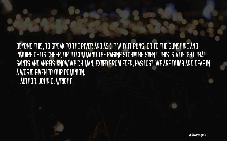 John C. Wright Quotes: Beyond This, To Speak To The River And Ask It Why It Runs, Or To The Sunshine And Inquire Of