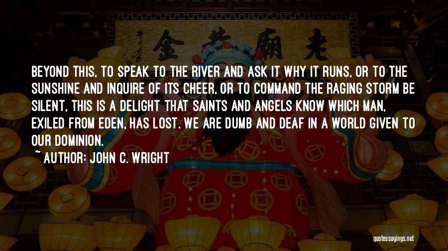 John C. Wright Quotes: Beyond This, To Speak To The River And Ask It Why It Runs, Or To The Sunshine And Inquire Of