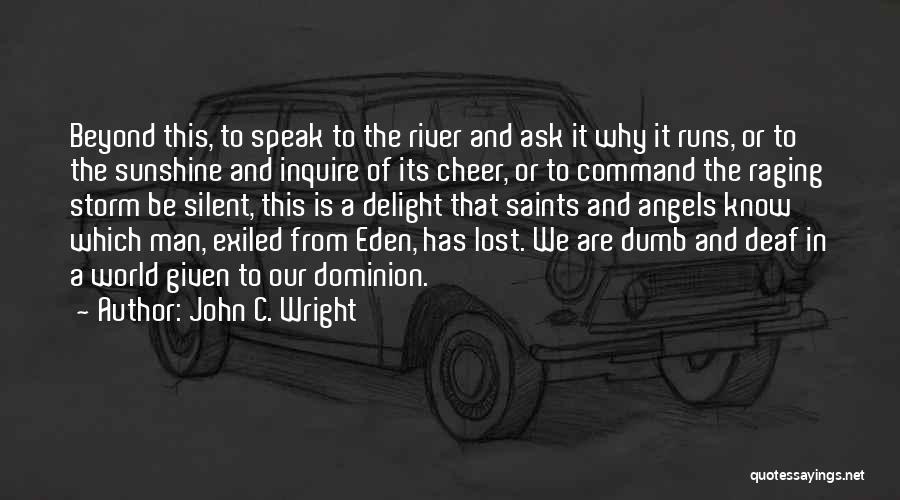 John C. Wright Quotes: Beyond This, To Speak To The River And Ask It Why It Runs, Or To The Sunshine And Inquire Of