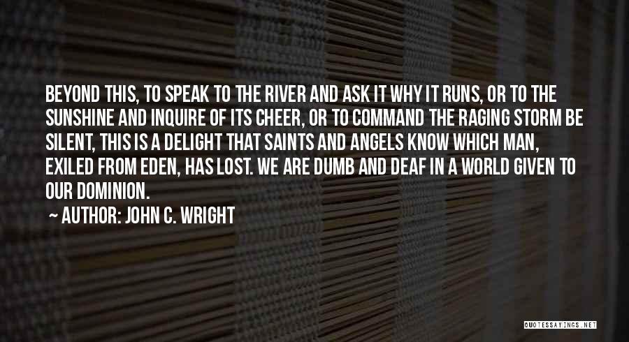 John C. Wright Quotes: Beyond This, To Speak To The River And Ask It Why It Runs, Or To The Sunshine And Inquire Of