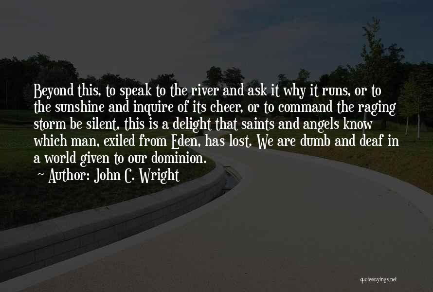 John C. Wright Quotes: Beyond This, To Speak To The River And Ask It Why It Runs, Or To The Sunshine And Inquire Of