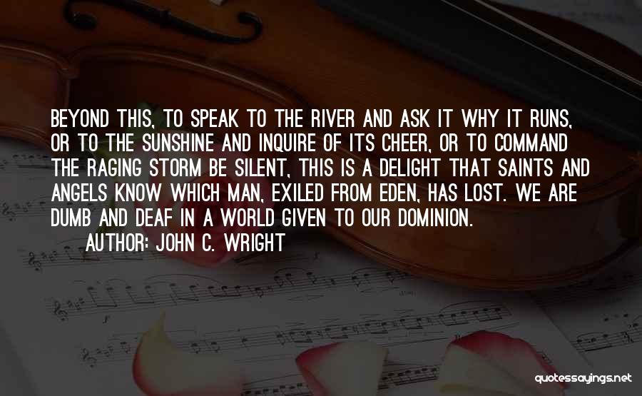 John C. Wright Quotes: Beyond This, To Speak To The River And Ask It Why It Runs, Or To The Sunshine And Inquire Of