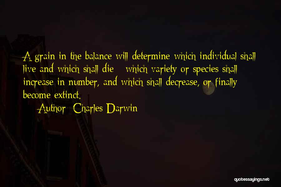 Charles Darwin Quotes: A Grain In The Balance Will Determine Which Individual Shall Live And Which Shall Die - Which Variety Or Species