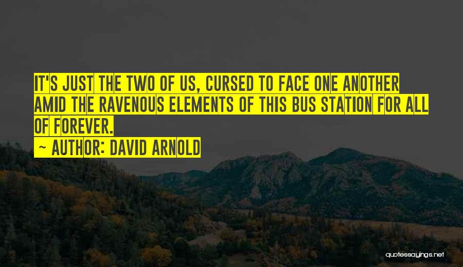 David Arnold Quotes: It's Just The Two Of Us, Cursed To Face One Another Amid The Ravenous Elements Of This Bus Station For