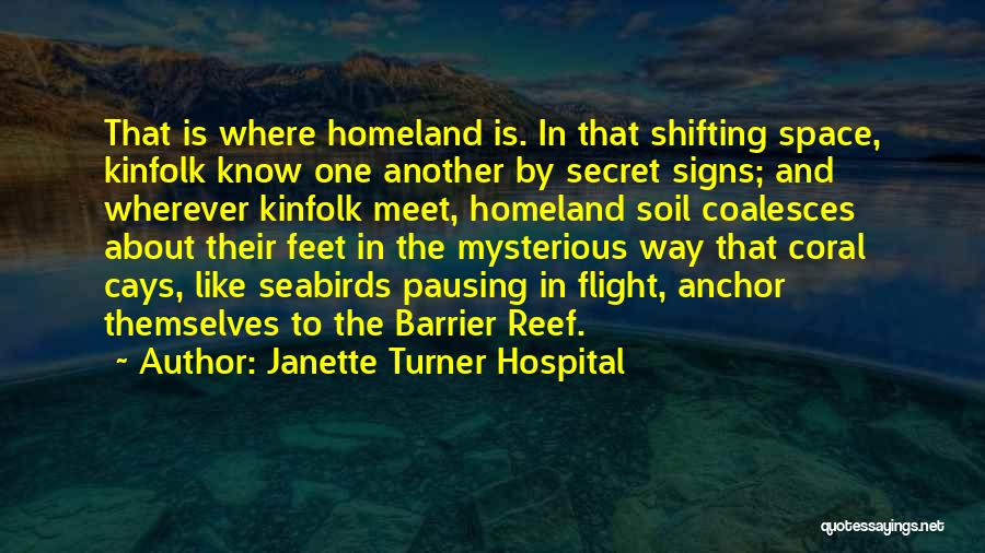 Janette Turner Hospital Quotes: That Is Where Homeland Is. In That Shifting Space, Kinfolk Know One Another By Secret Signs; And Wherever Kinfolk Meet,