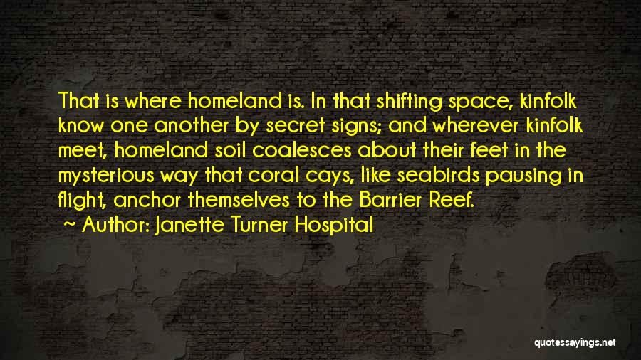 Janette Turner Hospital Quotes: That Is Where Homeland Is. In That Shifting Space, Kinfolk Know One Another By Secret Signs; And Wherever Kinfolk Meet,
