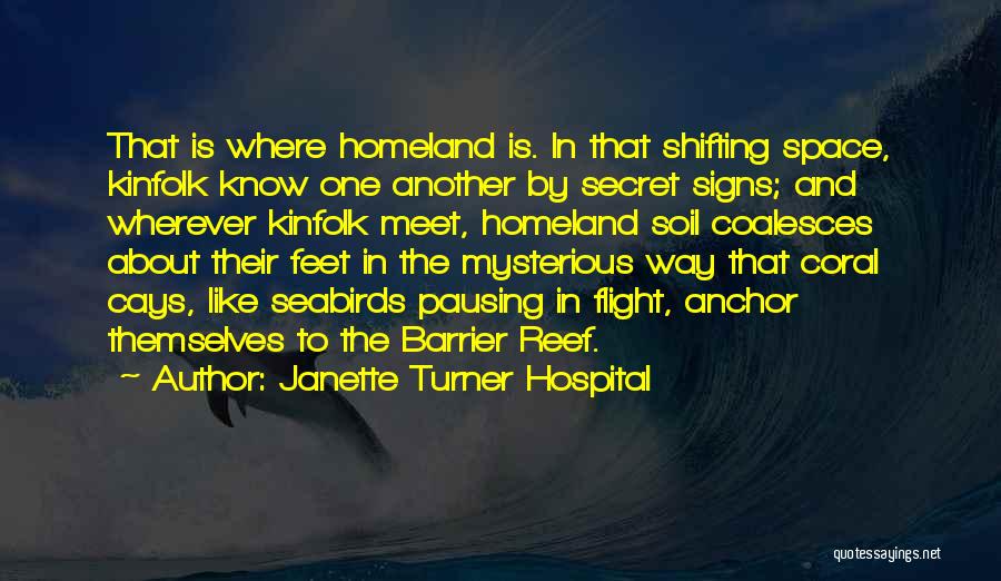 Janette Turner Hospital Quotes: That Is Where Homeland Is. In That Shifting Space, Kinfolk Know One Another By Secret Signs; And Wherever Kinfolk Meet,