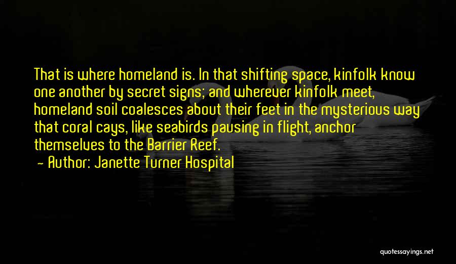 Janette Turner Hospital Quotes: That Is Where Homeland Is. In That Shifting Space, Kinfolk Know One Another By Secret Signs; And Wherever Kinfolk Meet,