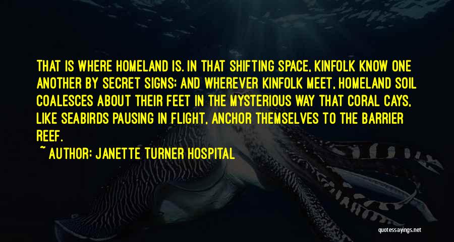 Janette Turner Hospital Quotes: That Is Where Homeland Is. In That Shifting Space, Kinfolk Know One Another By Secret Signs; And Wherever Kinfolk Meet,
