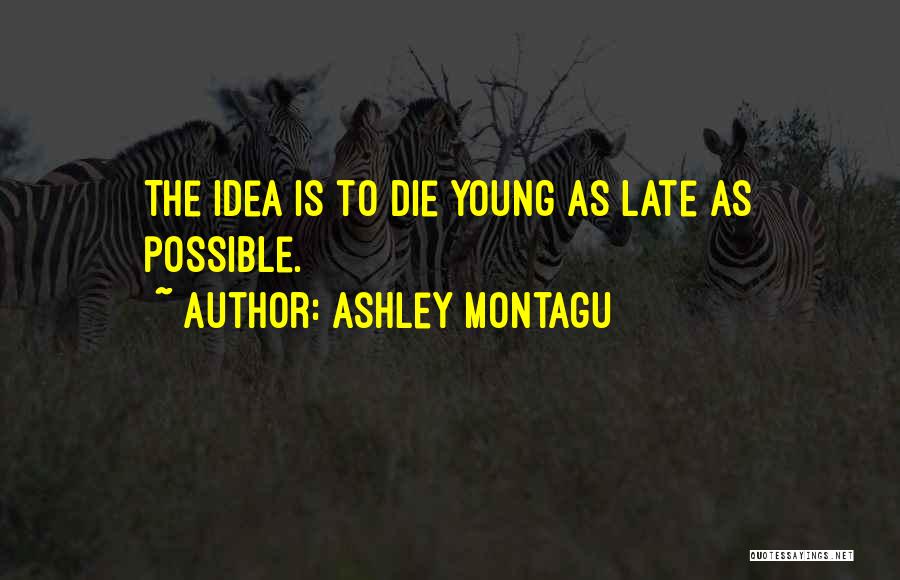 Ashley Montagu Quotes: The Idea Is To Die Young As Late As Possible.