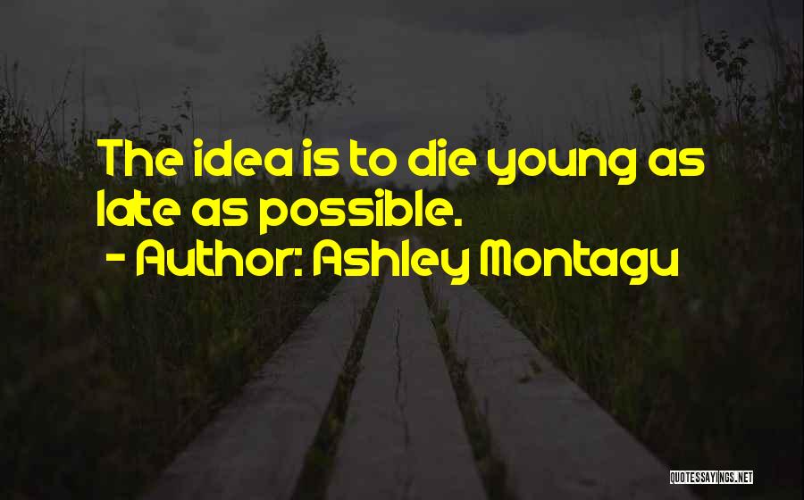 Ashley Montagu Quotes: The Idea Is To Die Young As Late As Possible.