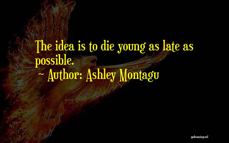 Ashley Montagu Quotes: The Idea Is To Die Young As Late As Possible.