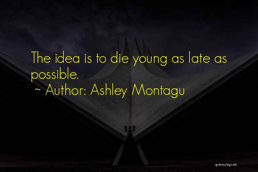 Ashley Montagu Quotes: The Idea Is To Die Young As Late As Possible.