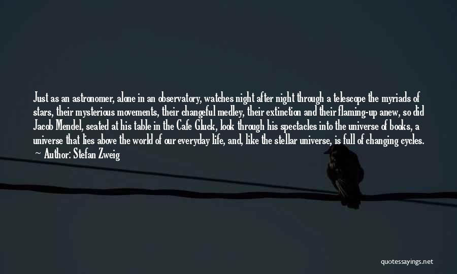 Stefan Zweig Quotes: Just As An Astronomer, Alone In An Observatory, Watches Night After Night Through A Telescope The Myriads Of Stars, Their