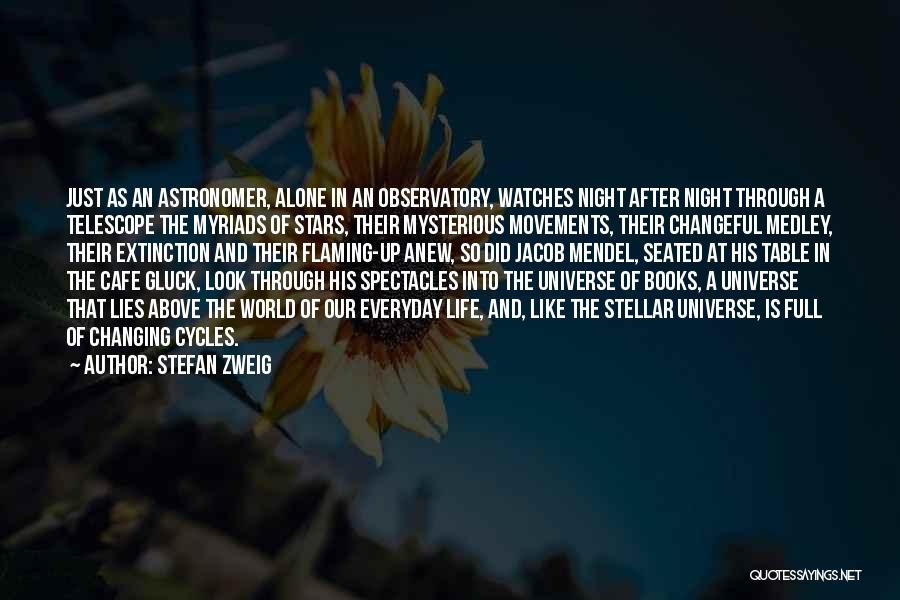 Stefan Zweig Quotes: Just As An Astronomer, Alone In An Observatory, Watches Night After Night Through A Telescope The Myriads Of Stars, Their