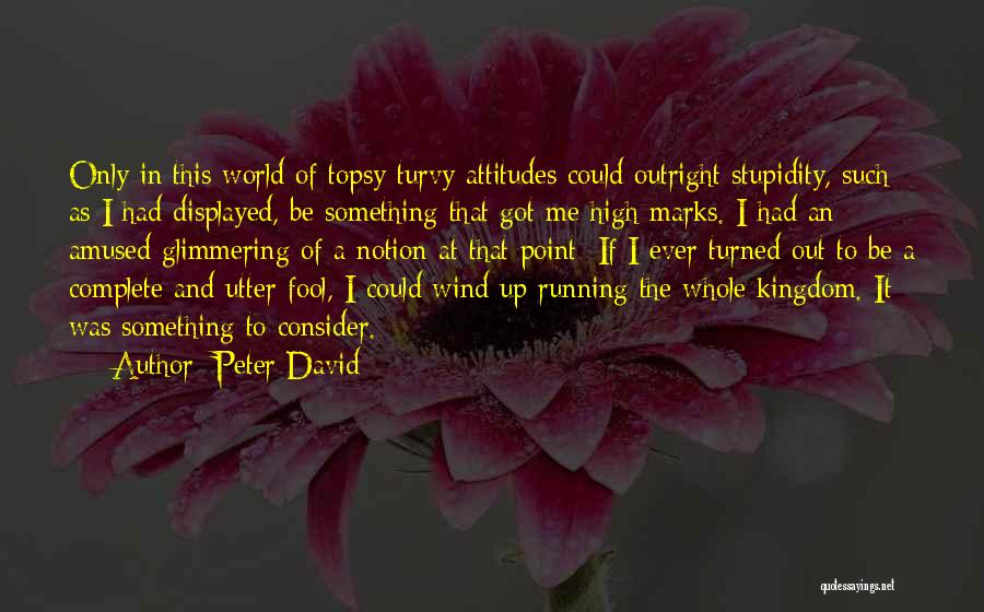 Peter David Quotes: Only In This World Of Topsy-turvy Attitudes Could Outright Stupidity, Such As I Had Displayed, Be Something That Got Me