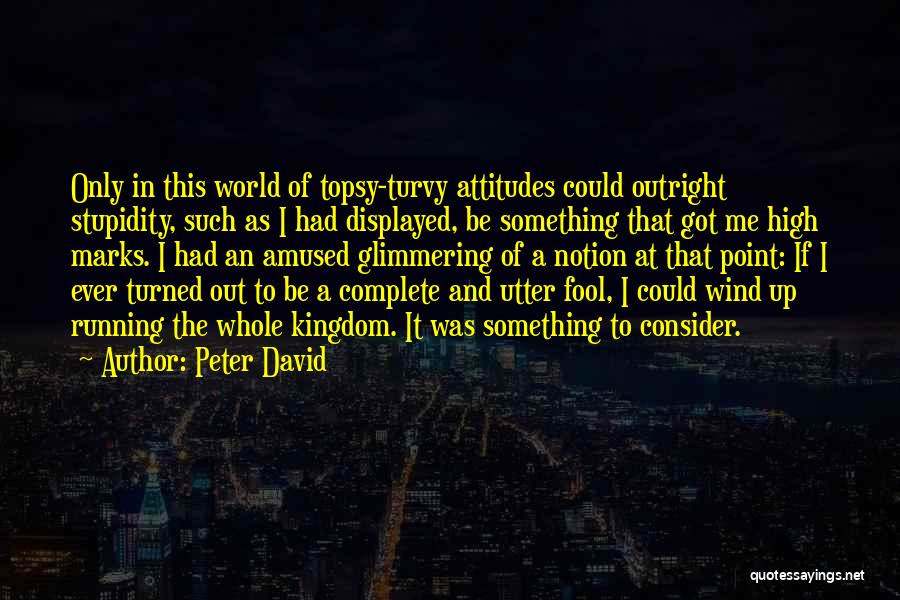 Peter David Quotes: Only In This World Of Topsy-turvy Attitudes Could Outright Stupidity, Such As I Had Displayed, Be Something That Got Me