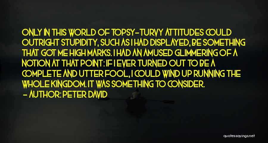 Peter David Quotes: Only In This World Of Topsy-turvy Attitudes Could Outright Stupidity, Such As I Had Displayed, Be Something That Got Me