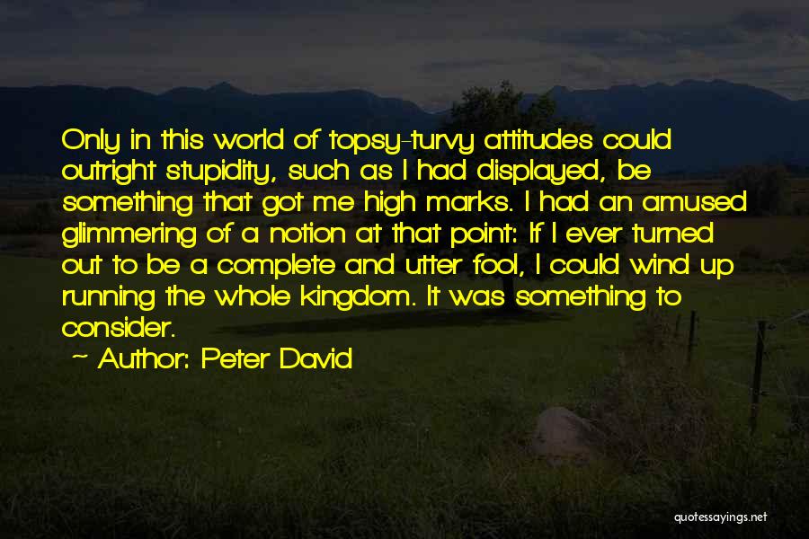 Peter David Quotes: Only In This World Of Topsy-turvy Attitudes Could Outright Stupidity, Such As I Had Displayed, Be Something That Got Me