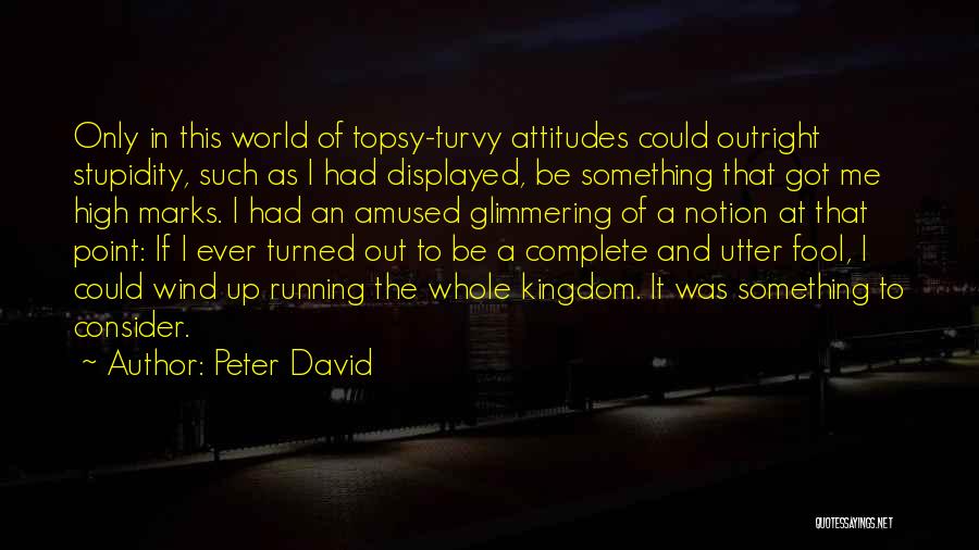 Peter David Quotes: Only In This World Of Topsy-turvy Attitudes Could Outright Stupidity, Such As I Had Displayed, Be Something That Got Me