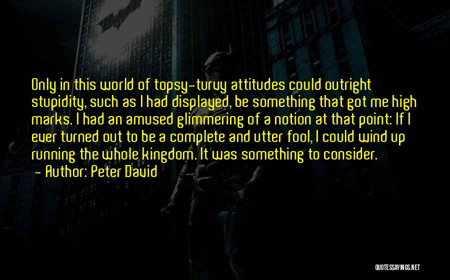 Peter David Quotes: Only In This World Of Topsy-turvy Attitudes Could Outright Stupidity, Such As I Had Displayed, Be Something That Got Me
