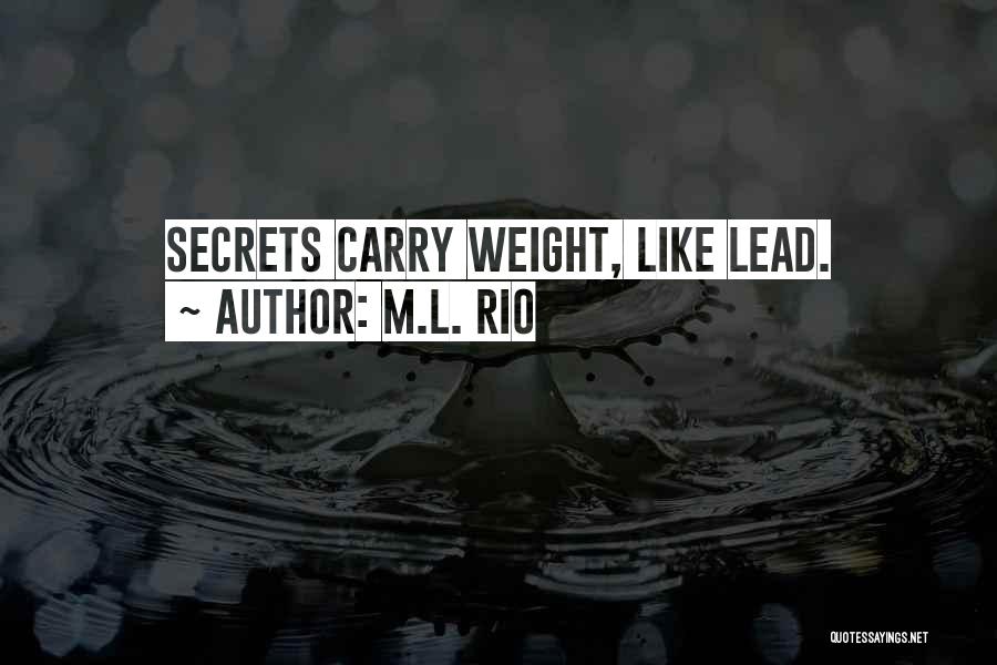 M.L. Rio Quotes: Secrets Carry Weight, Like Lead.