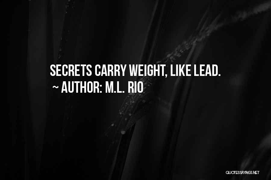 M.L. Rio Quotes: Secrets Carry Weight, Like Lead.