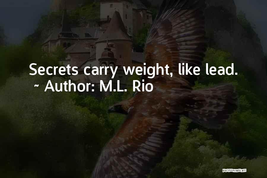M.L. Rio Quotes: Secrets Carry Weight, Like Lead.