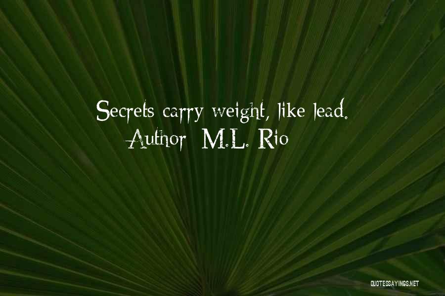 M.L. Rio Quotes: Secrets Carry Weight, Like Lead.