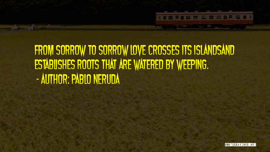 Pablo Neruda Quotes: From Sorrow To Sorrow Love Crosses Its Islandsand Establishes Roots That Are Watered By Weeping.