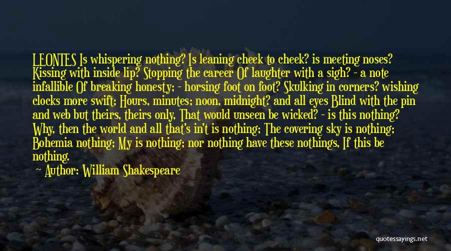 William Shakespeare Quotes: Leontes Is Whispering Nothing? Is Leaning Cheek To Cheek? Is Meeting Noses? Kissing With Inside Lip? Stopping The Career Of