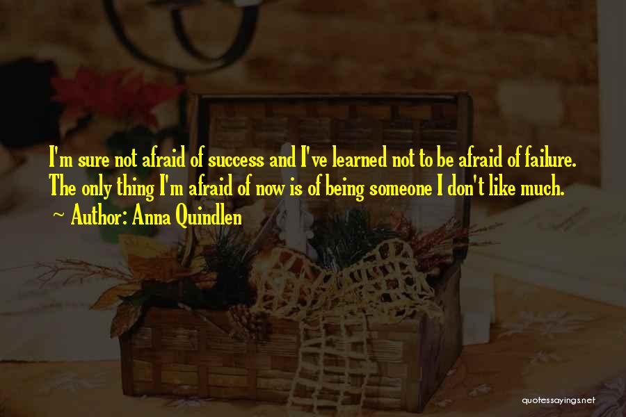 Anna Quindlen Quotes: I'm Sure Not Afraid Of Success And I've Learned Not To Be Afraid Of Failure. The Only Thing I'm Afraid