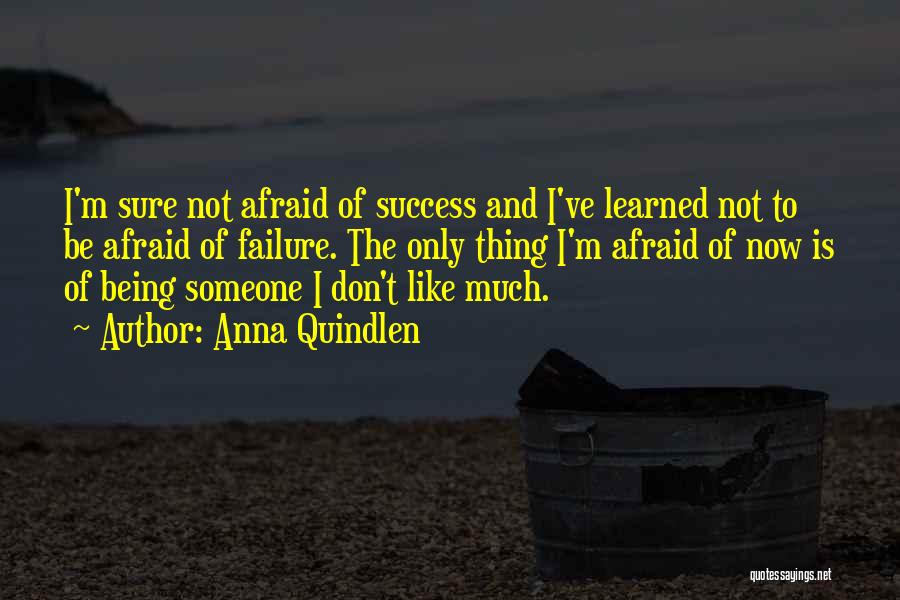 Anna Quindlen Quotes: I'm Sure Not Afraid Of Success And I've Learned Not To Be Afraid Of Failure. The Only Thing I'm Afraid
