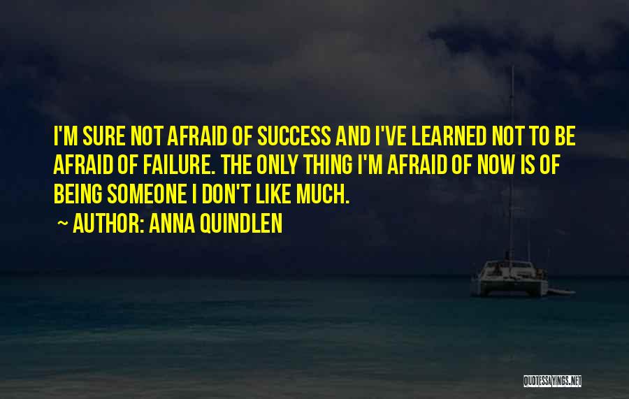 Anna Quindlen Quotes: I'm Sure Not Afraid Of Success And I've Learned Not To Be Afraid Of Failure. The Only Thing I'm Afraid