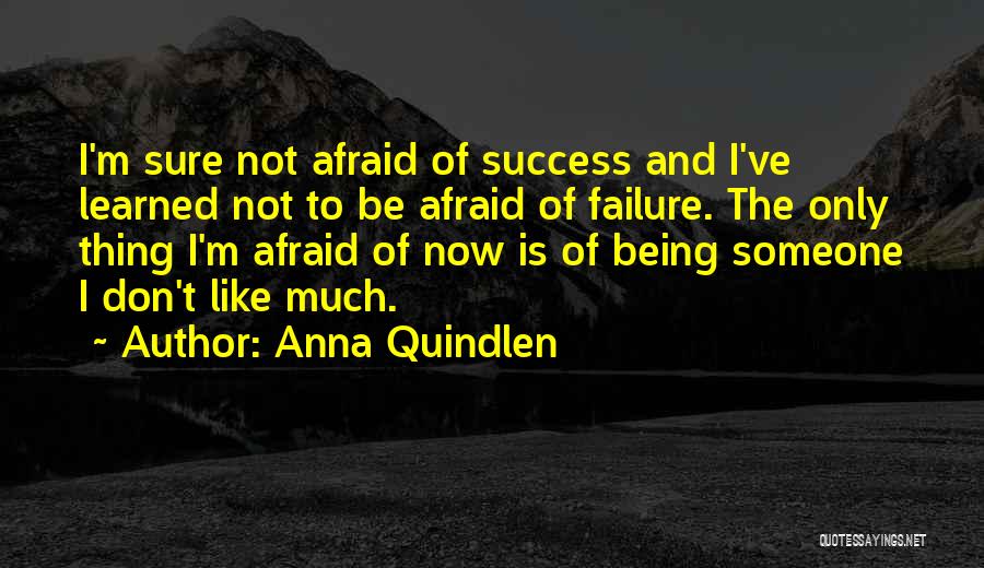 Anna Quindlen Quotes: I'm Sure Not Afraid Of Success And I've Learned Not To Be Afraid Of Failure. The Only Thing I'm Afraid