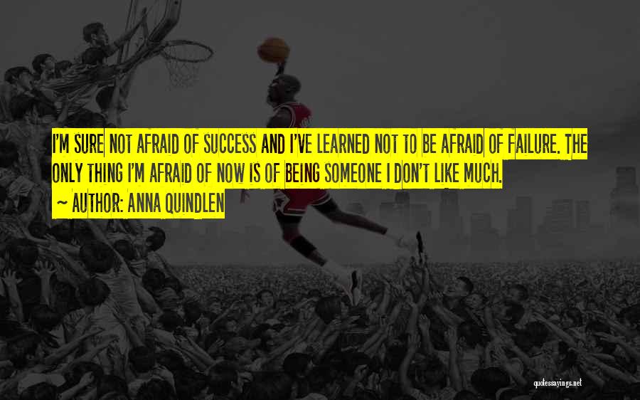 Anna Quindlen Quotes: I'm Sure Not Afraid Of Success And I've Learned Not To Be Afraid Of Failure. The Only Thing I'm Afraid