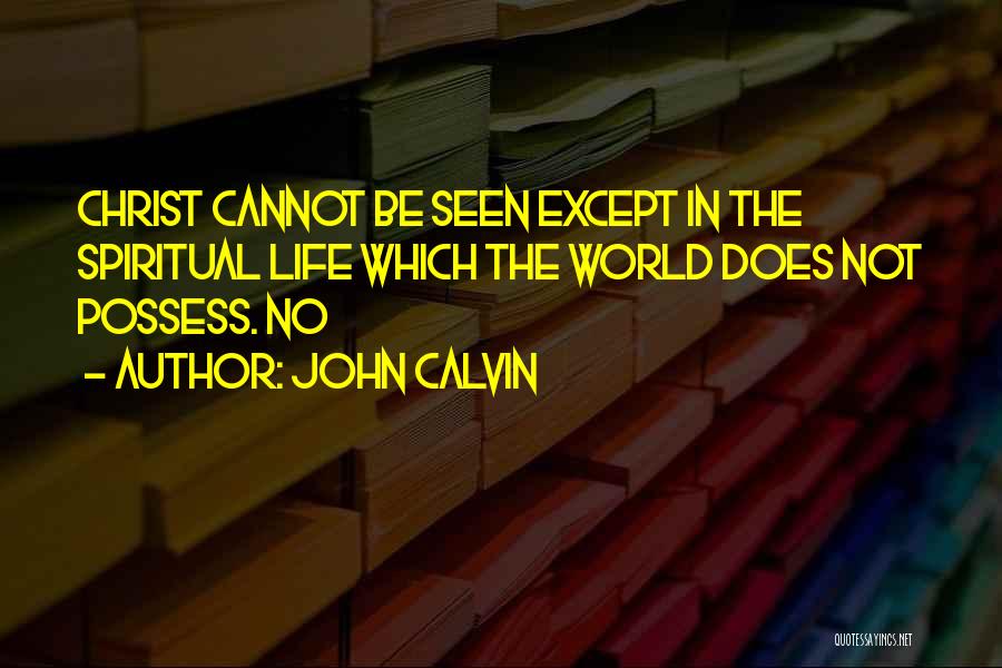 John Calvin Quotes: Christ Cannot Be Seen Except In The Spiritual Life Which The World Does Not Possess. No