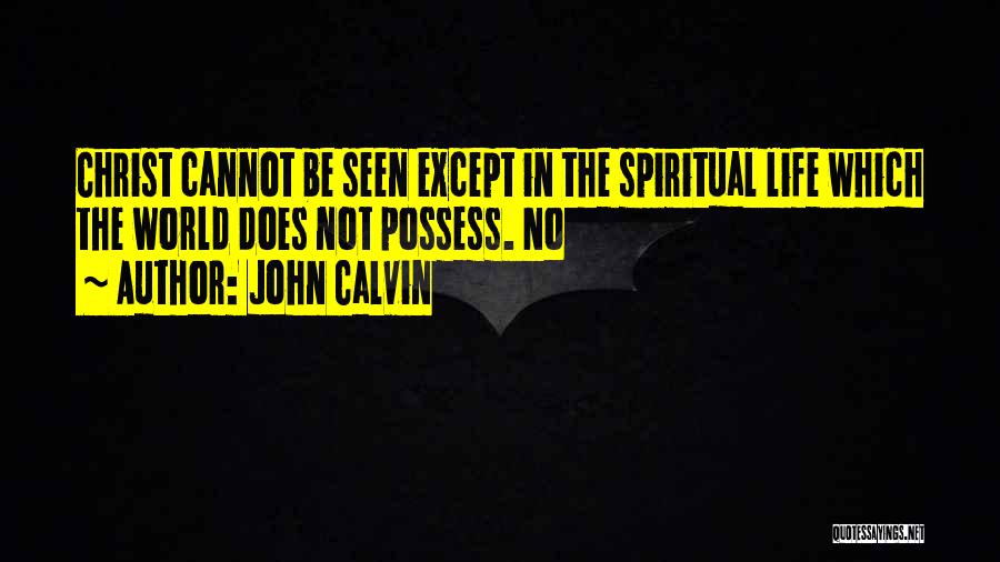 John Calvin Quotes: Christ Cannot Be Seen Except In The Spiritual Life Which The World Does Not Possess. No