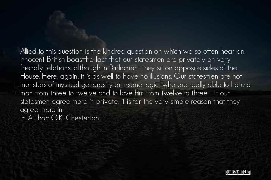 G.K. Chesterton Quotes: Allied To This Question Is The Kindred Question On Which We So Often Hear An Innocent British Boastthe Fact That