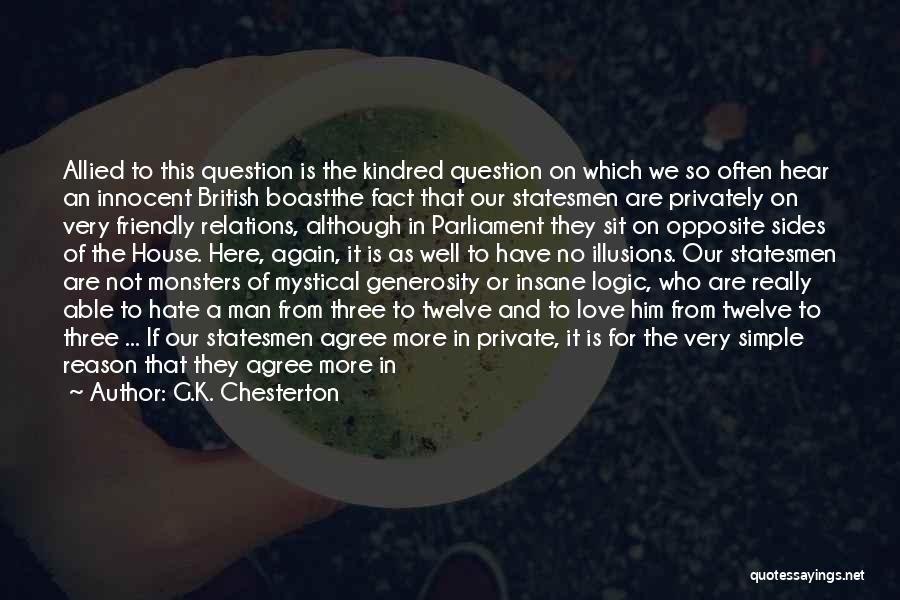 G.K. Chesterton Quotes: Allied To This Question Is The Kindred Question On Which We So Often Hear An Innocent British Boastthe Fact That