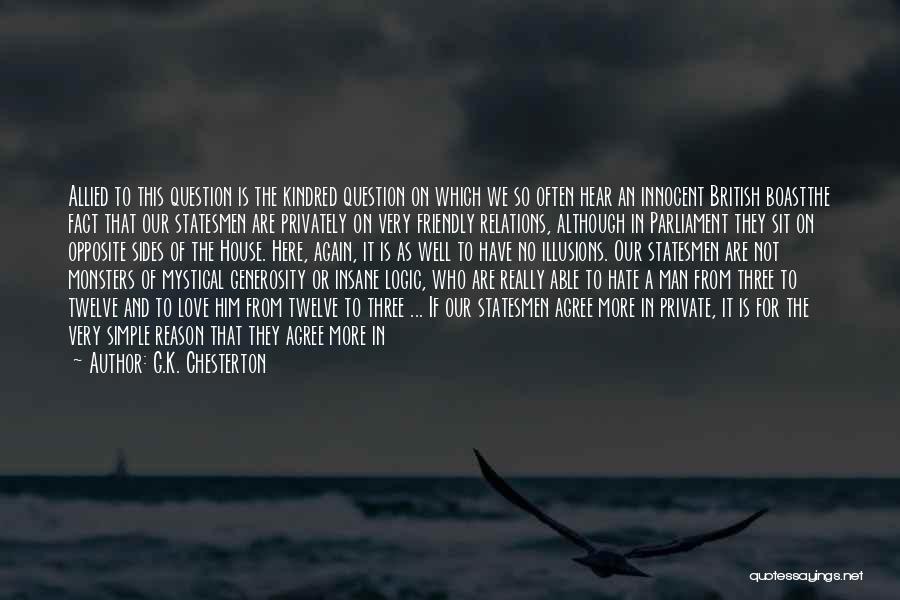 G.K. Chesterton Quotes: Allied To This Question Is The Kindred Question On Which We So Often Hear An Innocent British Boastthe Fact That