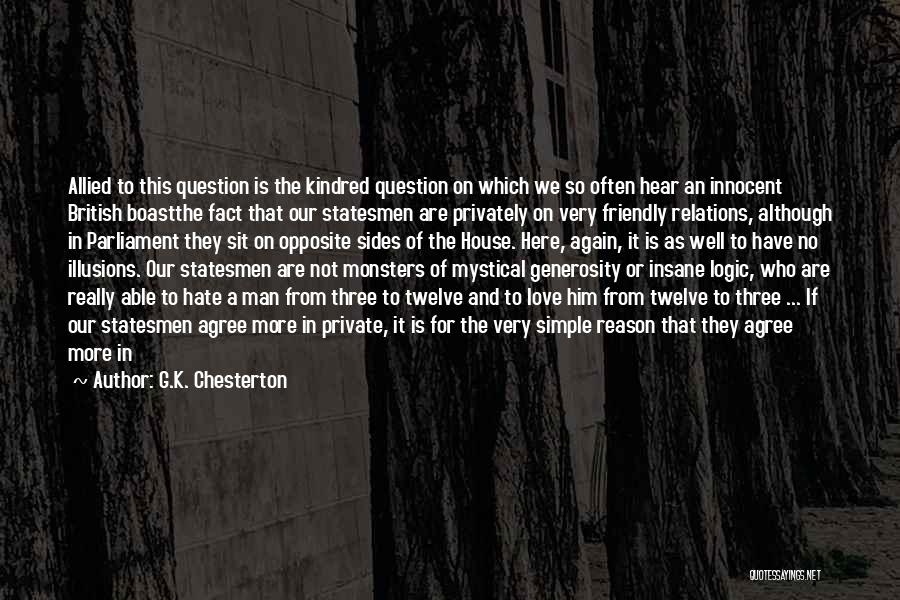 G.K. Chesterton Quotes: Allied To This Question Is The Kindred Question On Which We So Often Hear An Innocent British Boastthe Fact That