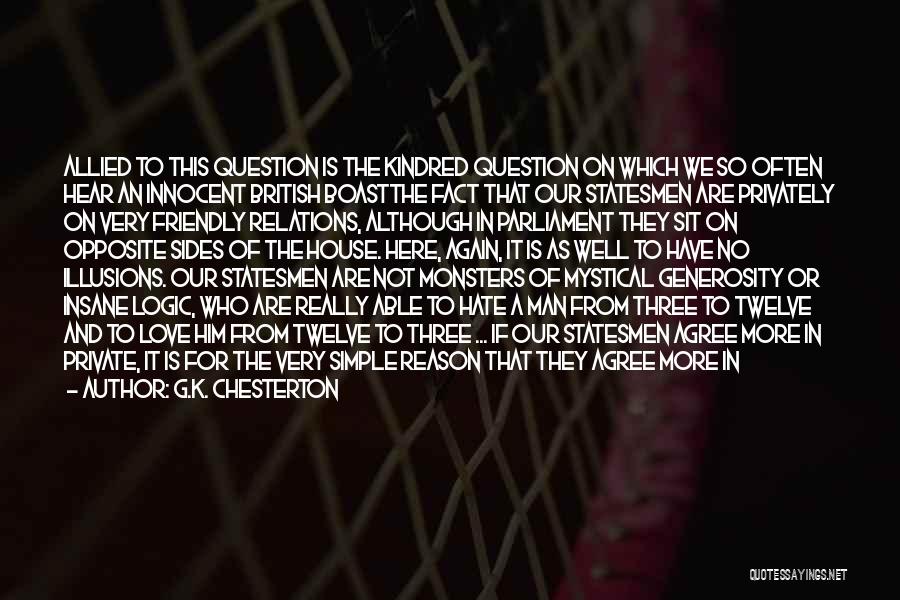 G.K. Chesterton Quotes: Allied To This Question Is The Kindred Question On Which We So Often Hear An Innocent British Boastthe Fact That