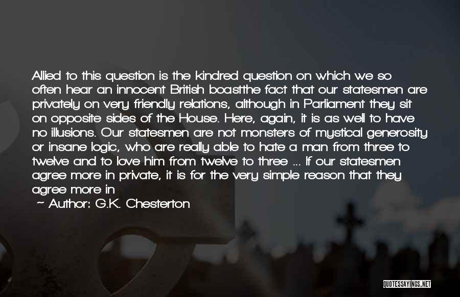 G.K. Chesterton Quotes: Allied To This Question Is The Kindred Question On Which We So Often Hear An Innocent British Boastthe Fact That