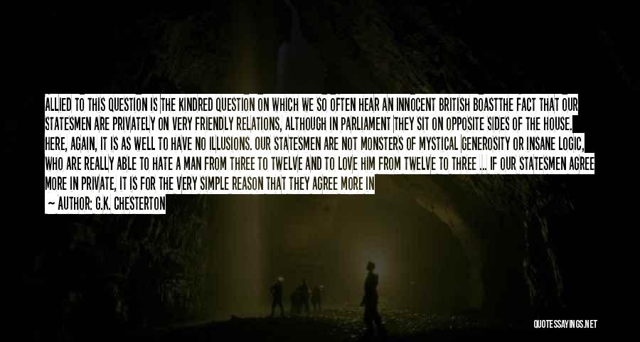 G.K. Chesterton Quotes: Allied To This Question Is The Kindred Question On Which We So Often Hear An Innocent British Boastthe Fact That