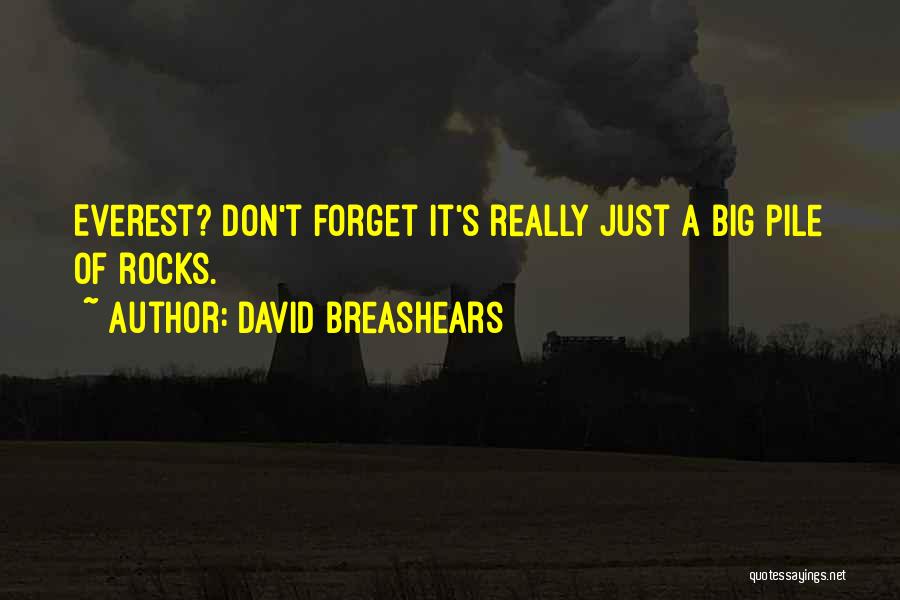 David Breashears Quotes: Everest? Don't Forget It's Really Just A Big Pile Of Rocks.