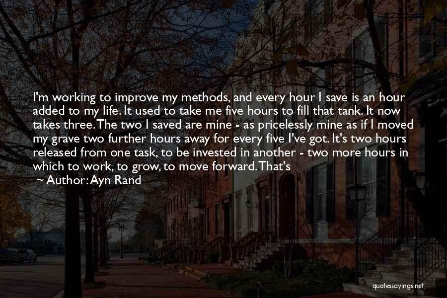 Ayn Rand Quotes: I'm Working To Improve My Methods, And Every Hour I Save Is An Hour Added To My Life. It Used